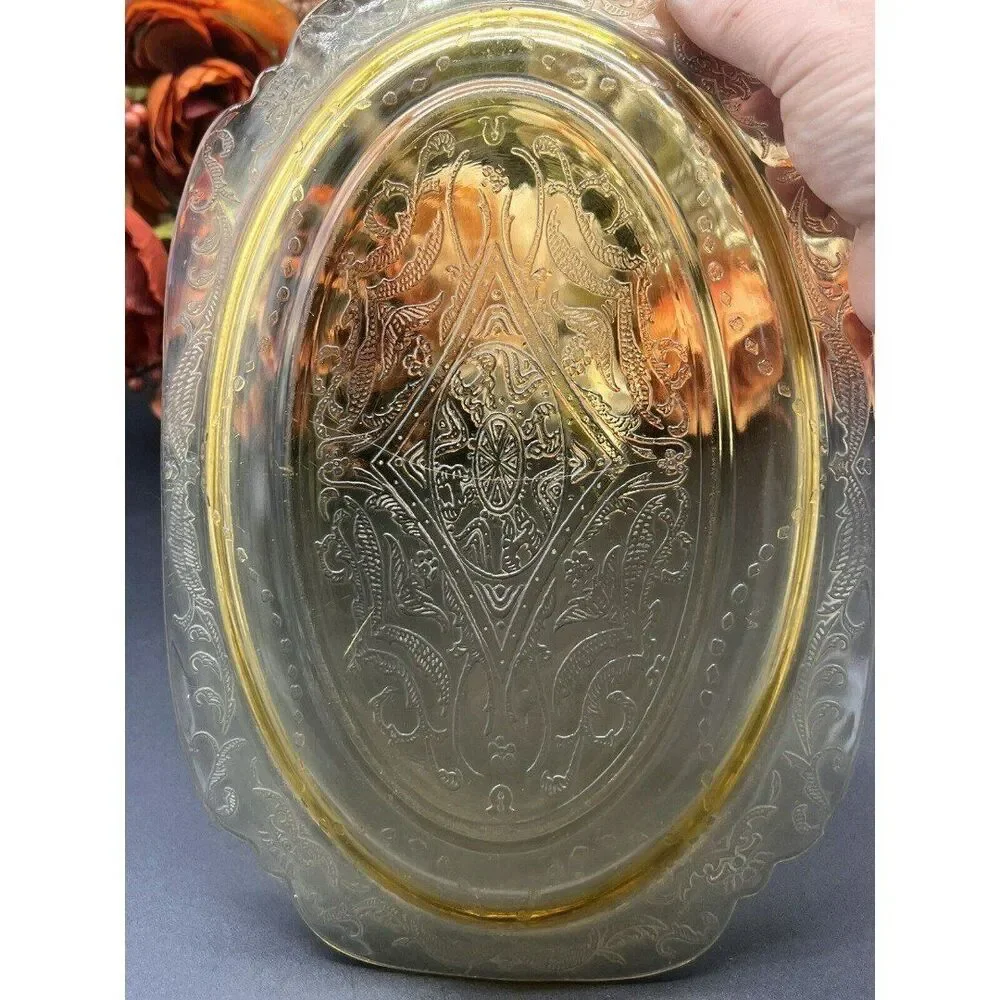 Vintage Yellow Depression Glass Platter – Madrid Pattern by Federal Glass